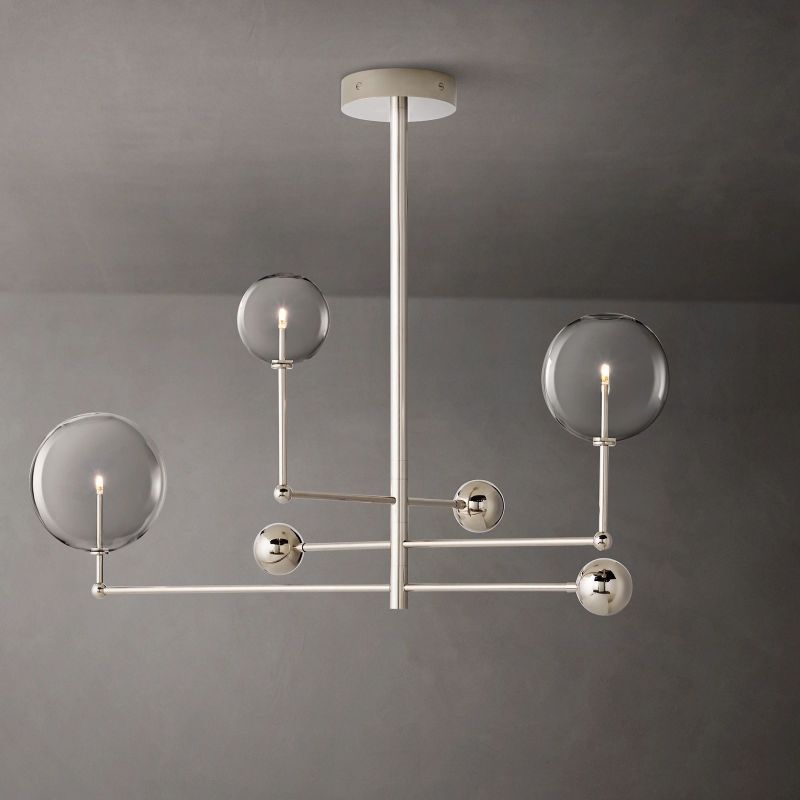 Lucelle Glss Globe Three-Arm Chandelier 46"