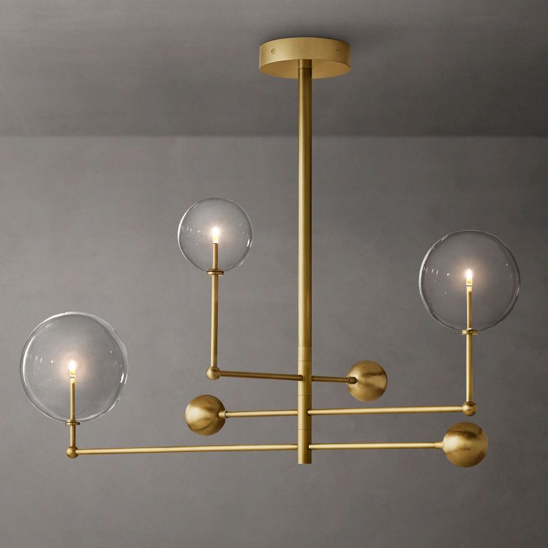 Lucelle Glss Globe Three-Arm Chandelier 46"
