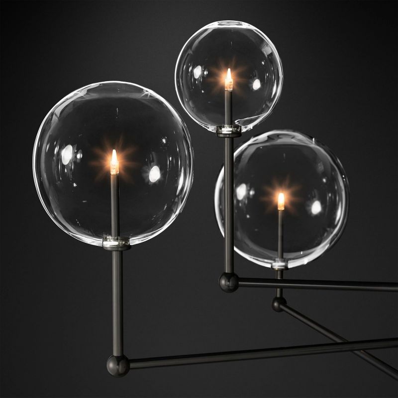 Lucelle Glss Globe Three-Arm Chandelier 46"