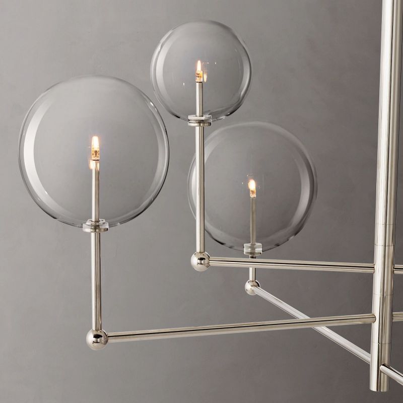 Lucelle Glss Globe Three-Arm Chandelier 46"