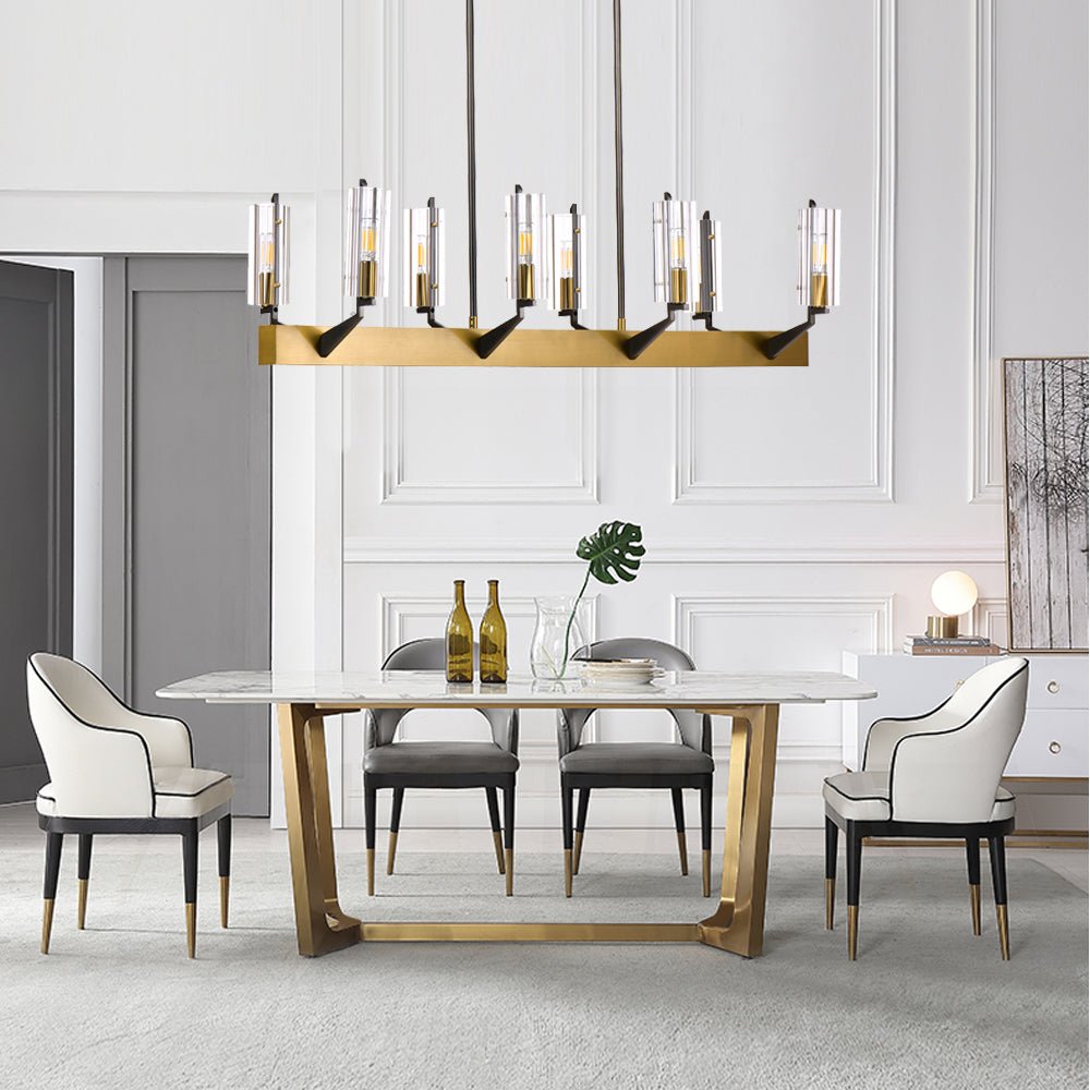 Reiss dining chandelier over a dining table