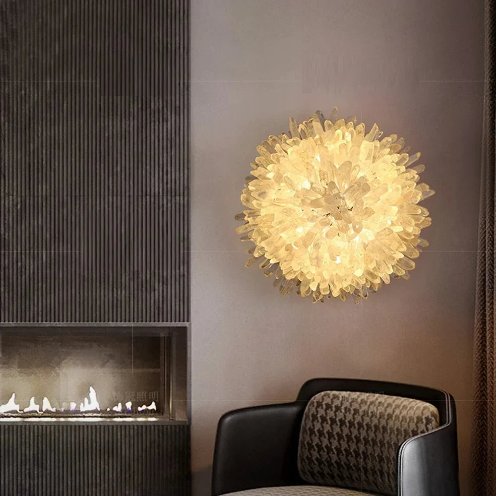 Detail of crystal prisms on the El Sol wall sconce