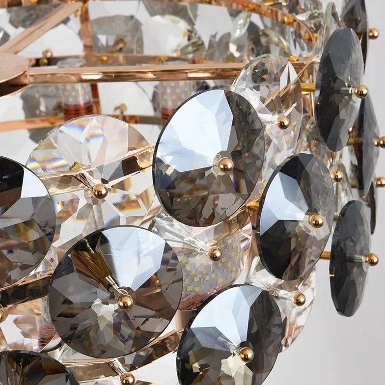 Monte rectangular K9 crystal chandelier over a dining table