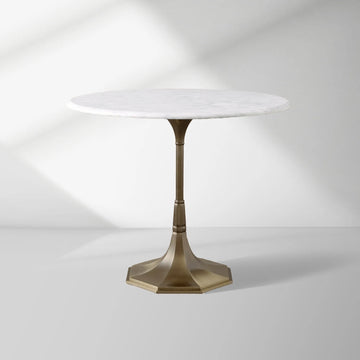 Clemence Bistro Table with Stone Top and Antique Brass Tulip Base