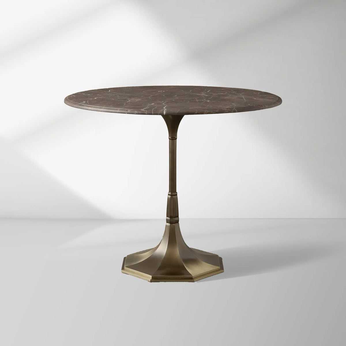Clemence Bistro Table with Stone Top and Antique Brass Tulip Base