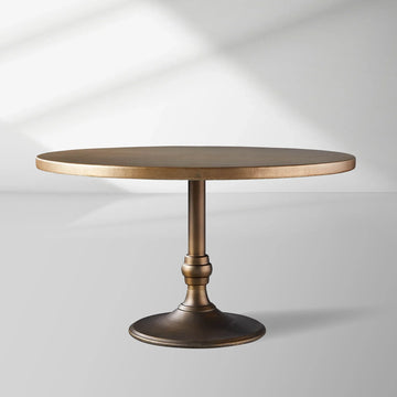Recycled French Metal Bistro Table Black and Gold Small Dining Table with Cast Iron Wade Base