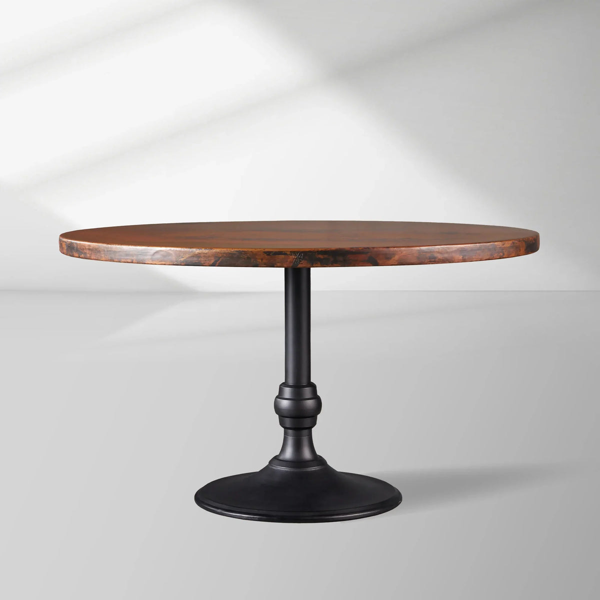 Recycled French Metal Bistro Table Black and Gold Small Dining Table with Cast Iron Wade Base