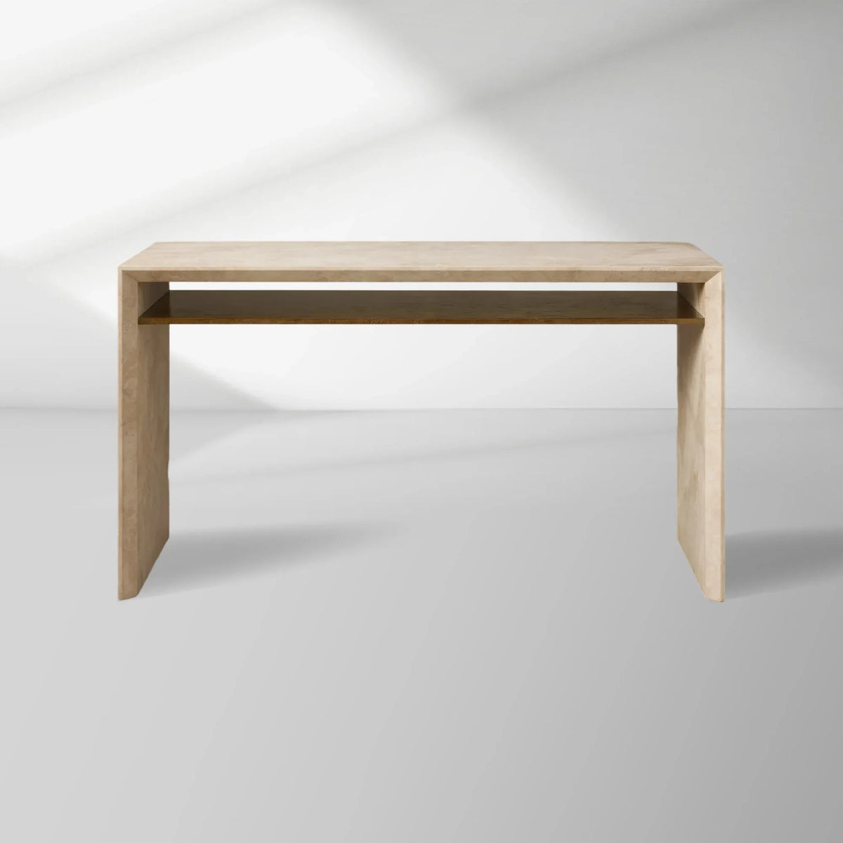 Sarsen Stone Desk with Waterfall Design and Hidden Storage Shelf