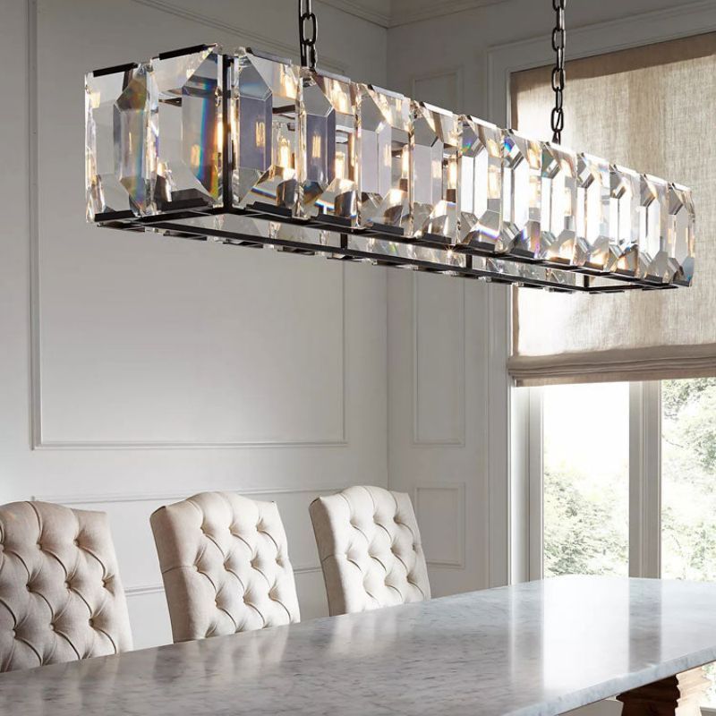 Harlow Faceted Crystal Rectangle Chandelier 62"