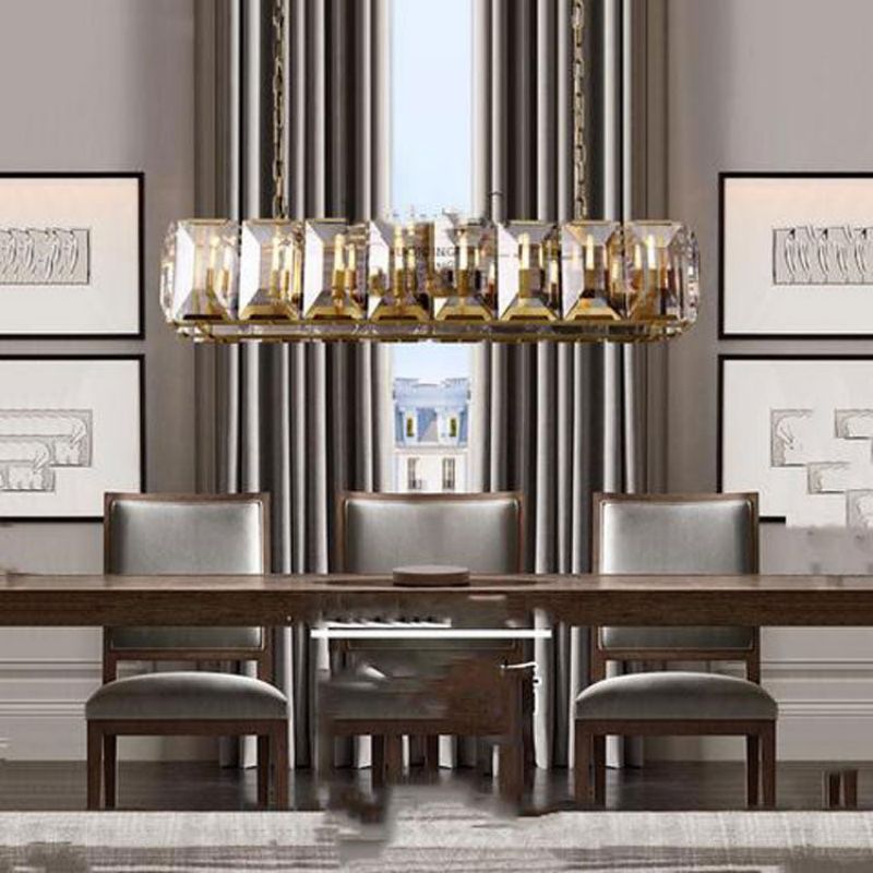 Harlow Faceted Crystal Rectangle Chandelier 42"