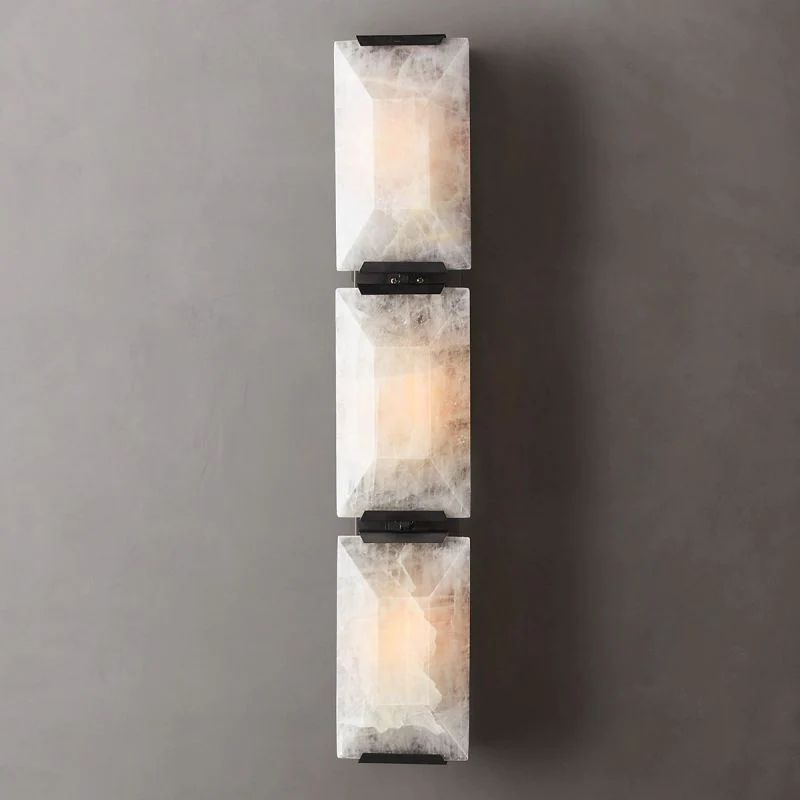 Harlow Faceted Calcite Triple Wall Sconce