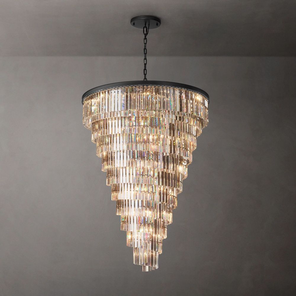 Odeon Deco Prism Triangular Helix Chandelier 36"