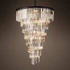 Odeon Deco Prism Triangular Helix Chandelier 48"