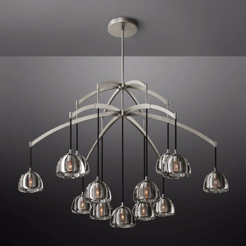 Hemisphere Delicate Crystal Round Chandelier 60"