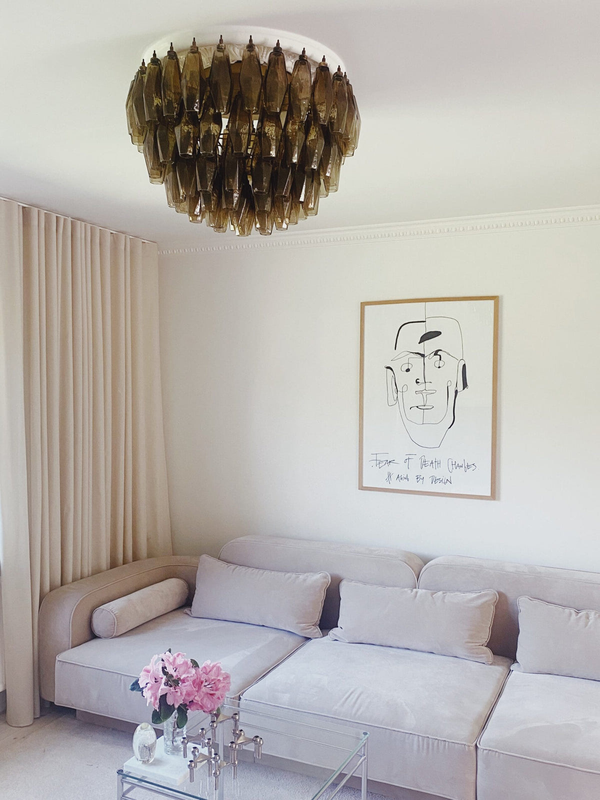 Poliedri Smoked Glass Chandelier