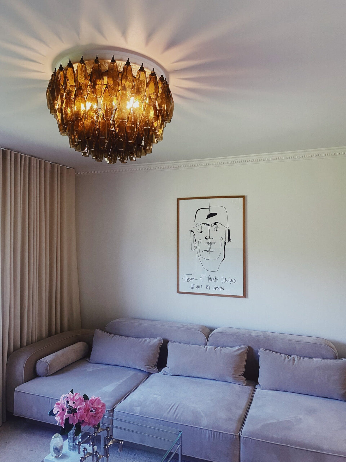 Poliedri Smoked Glass Chandelier