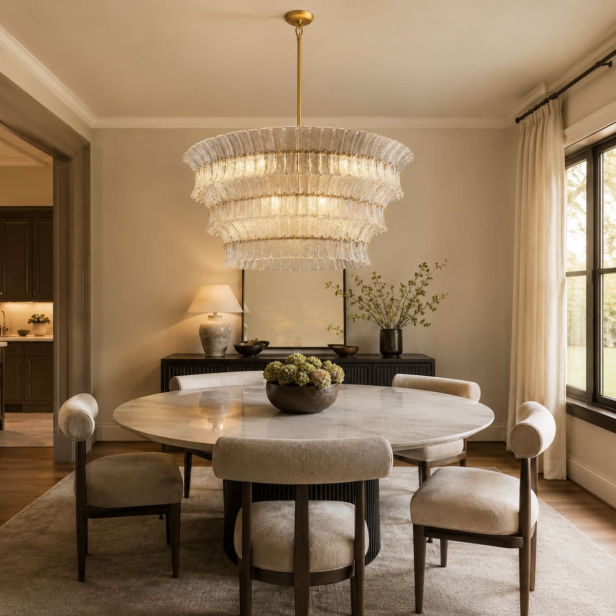 Romaino Clear Glass Round Chandelier