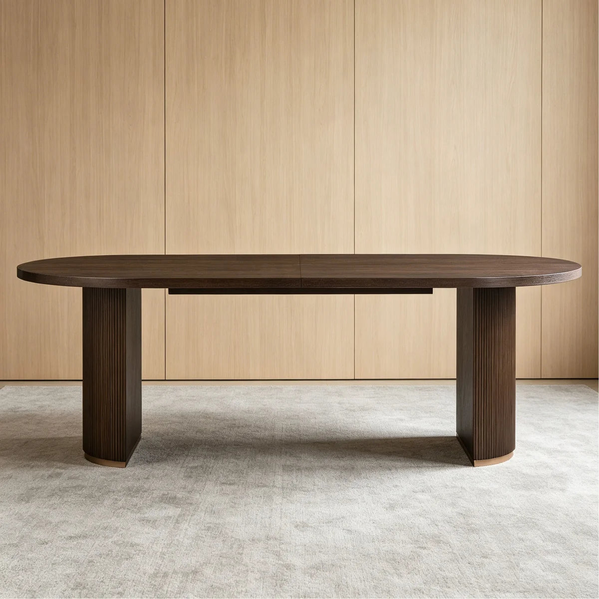 Aurelio 88" Fluted Oval Wood Dining Table for 6
