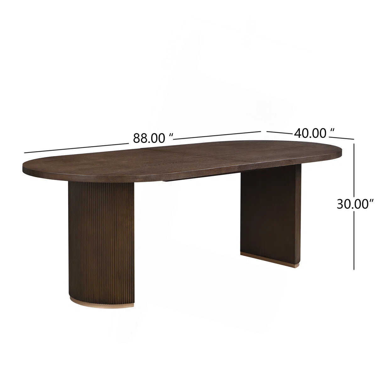 Aurelio 88" Fluted Oval Wood Dining Table for 6
