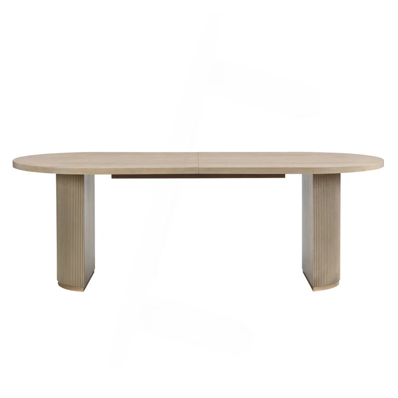 Aurelio 88" Fluted Oval Wood Dining Table for 6