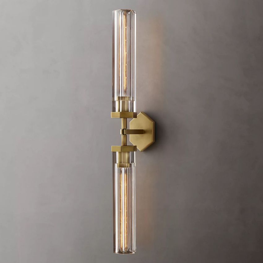 Lambert Hexagonal Glass Double Wall Sconce
