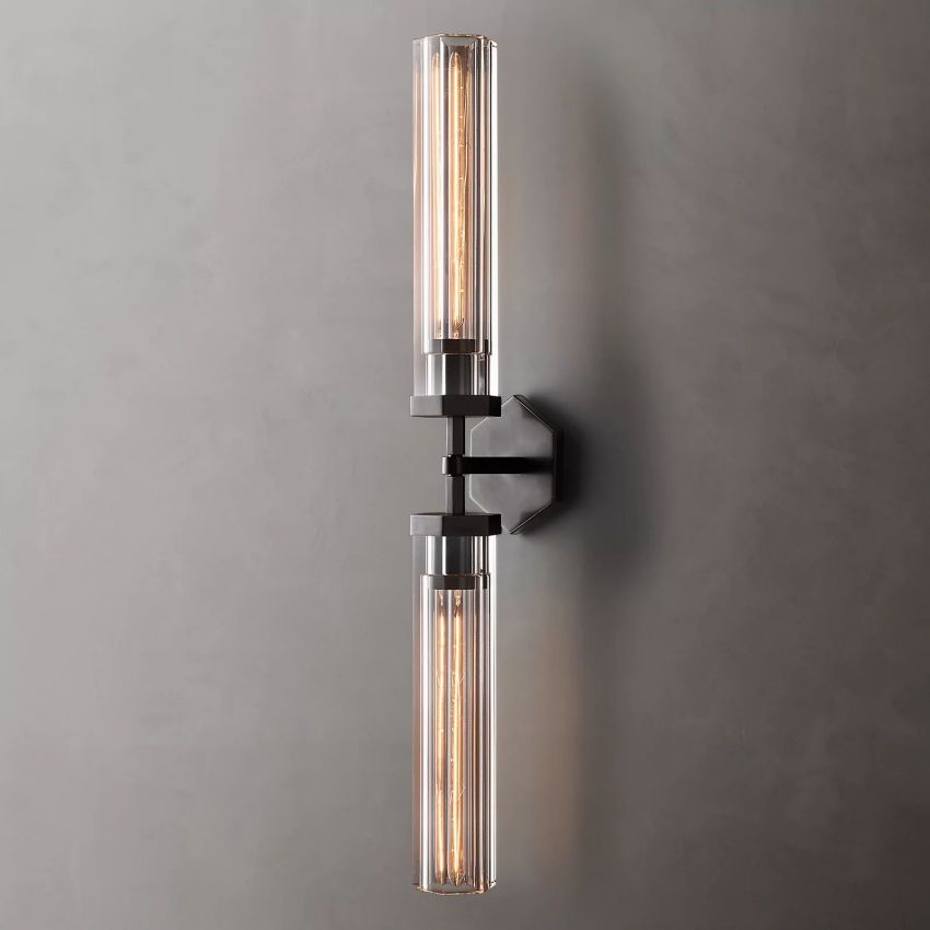 Lambert Hexagonal Glass Double Wall Sconce