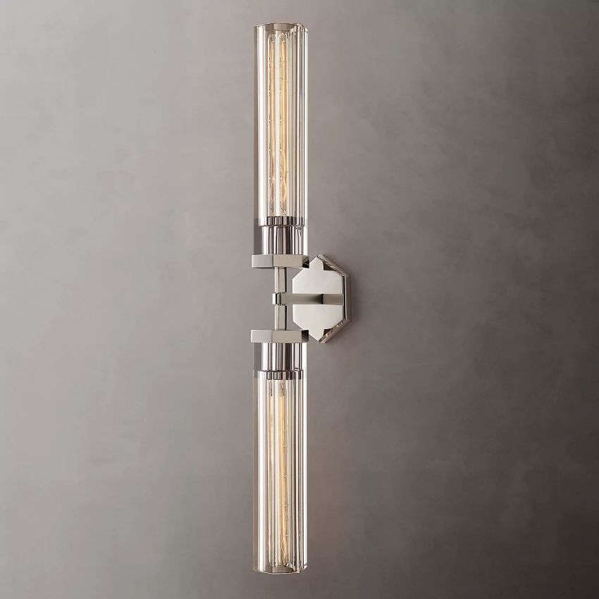 Lambert Hexagonal Glass Double Wall Sconce