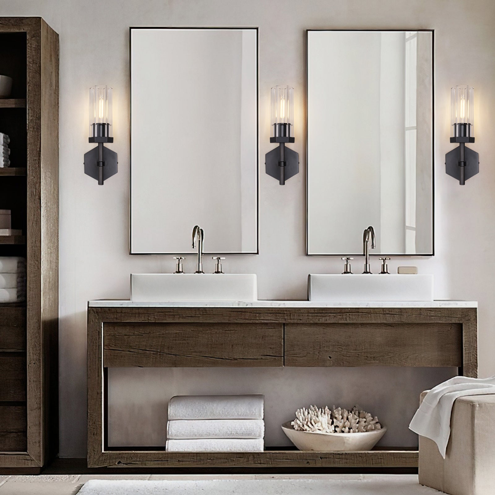 Lambert Hexagonal Glass Double Wall Sconce