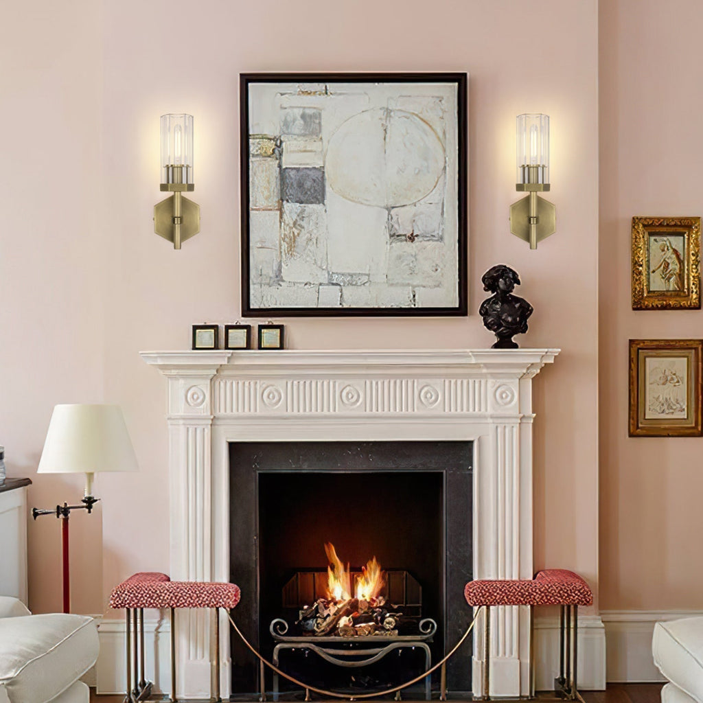 Lambert Hexagonal Glass Double Wall Sconce