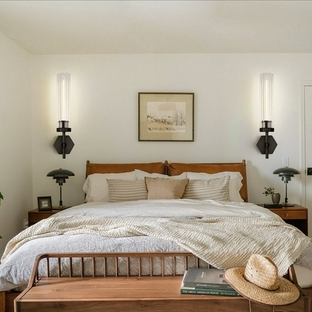 Lambert Hexagonal Glass Double Wall Sconce