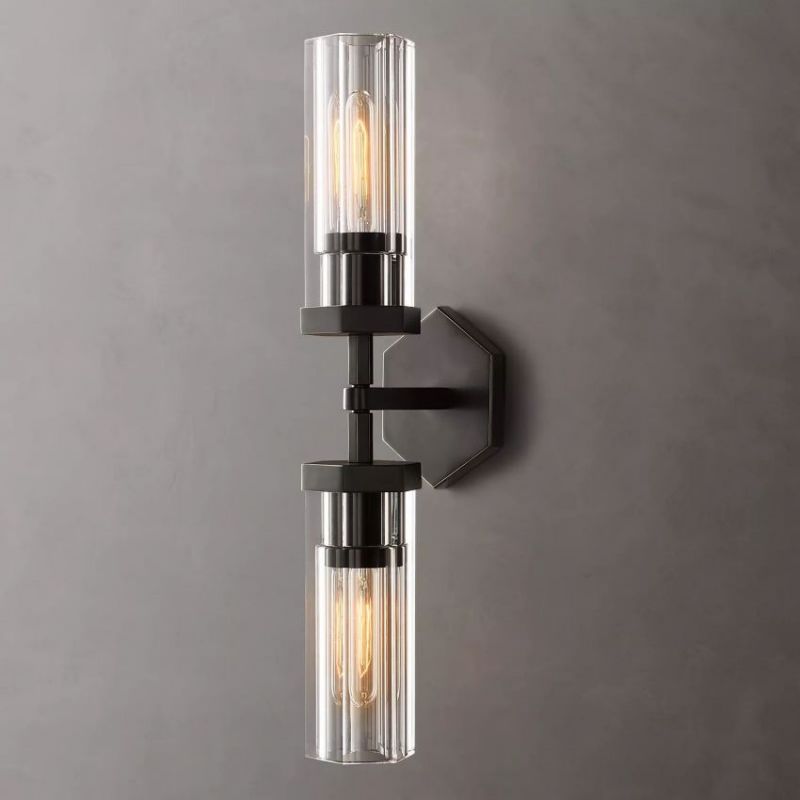 Lambert Hexagonal Glass Double Wall Sconce