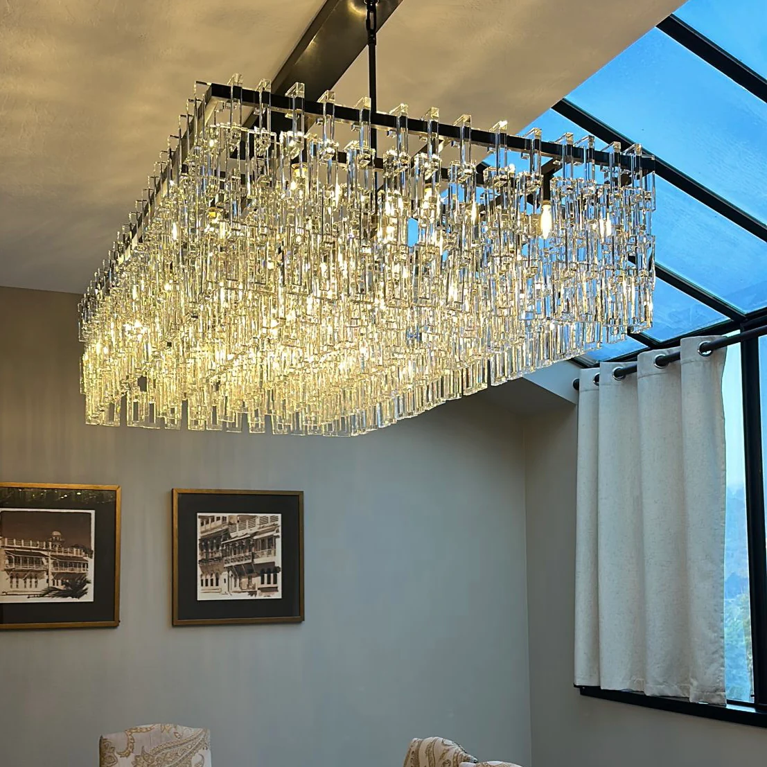 Marignan Modern Crystal Rectangle Chandelier 60"