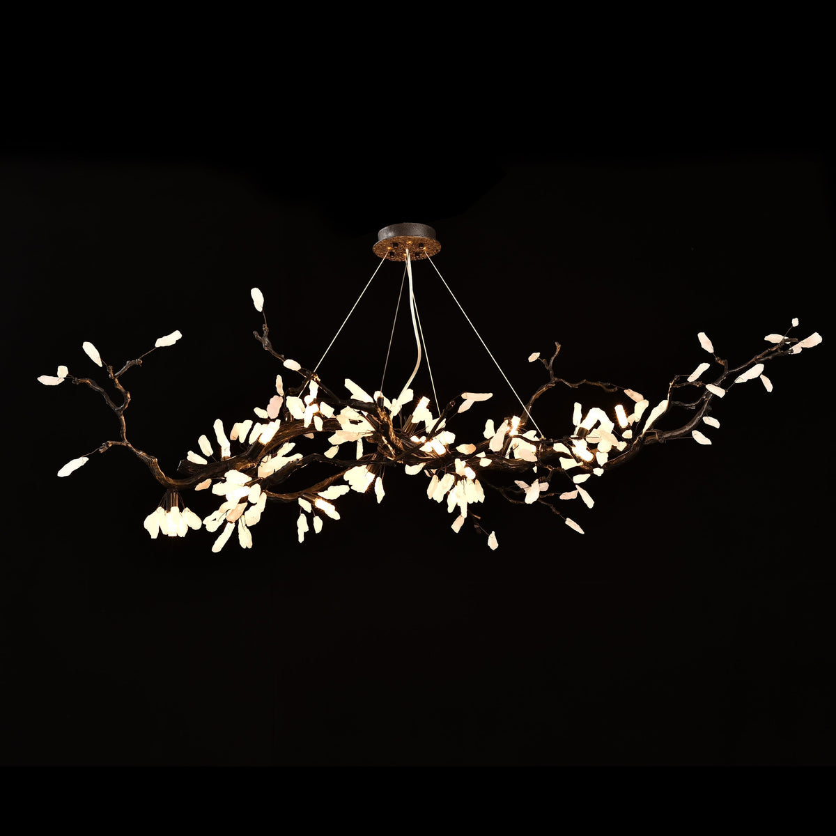 Selenite Crystal Blossom Branching Tree Chandelier
