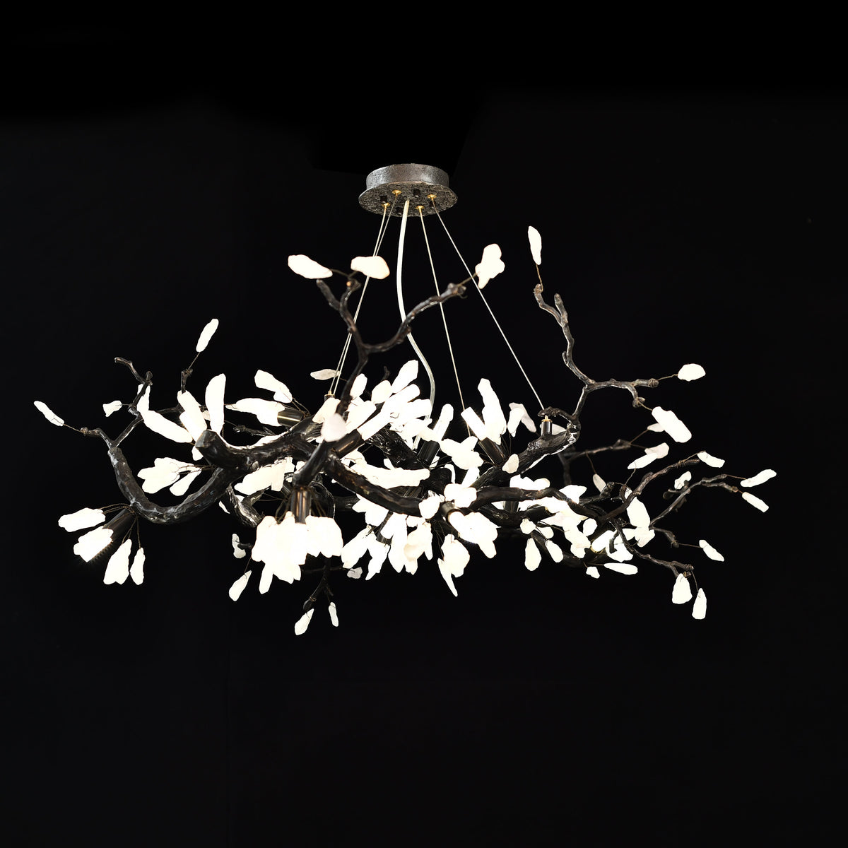 Selenite Crystal Blossom Branching Tree Chandelier