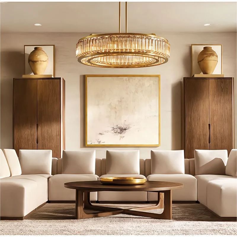 Maurier Angular Layers Round Chandelier 37"