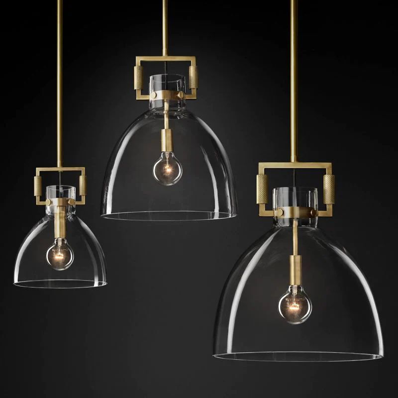 Machinist Glass Cloche Pendant Light