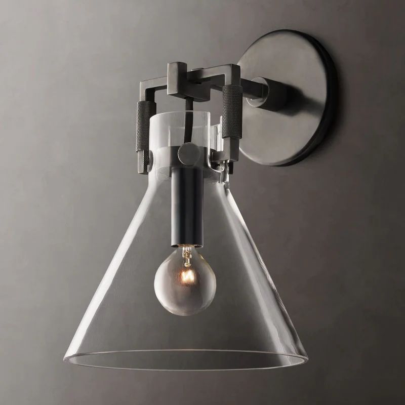 Machinist Glass Funnel Wall Sconce