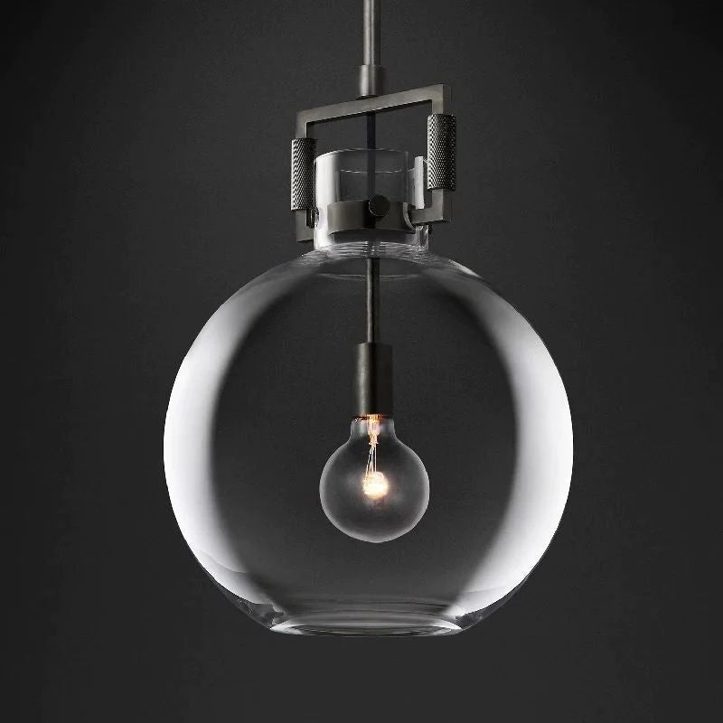 Machinist Glass Globe Pendant Light