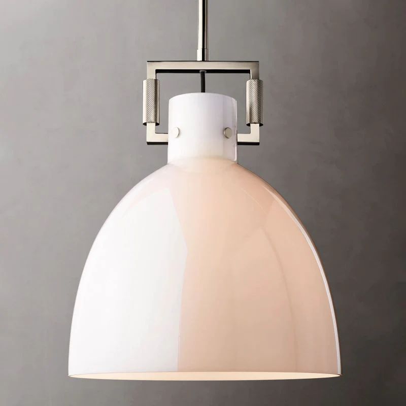 Machinist Milk Glass Cloche Pendant Light