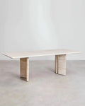 Natural Beige Travertine Rectangle Dining Table