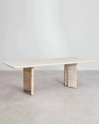 Natural Beige Travertine Rectangle Dining Table
