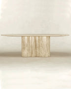 Natural Beige Travertine Wave Base Dining Table