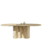 Natural Beige Travertine Wave Base Dining Table