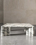 Natural Marble Arabescato Square Coffee Table - Block Base