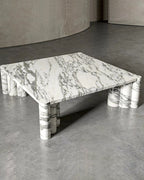 Natural Marble Arabescato Square Coffee Table - Block Base