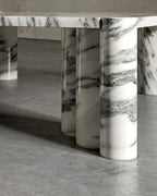 Natural Marble Arabescato Square Coffee Table - Block Base