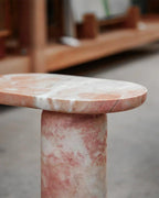 Natural Marble Pink Rose Bloack Base Side Table