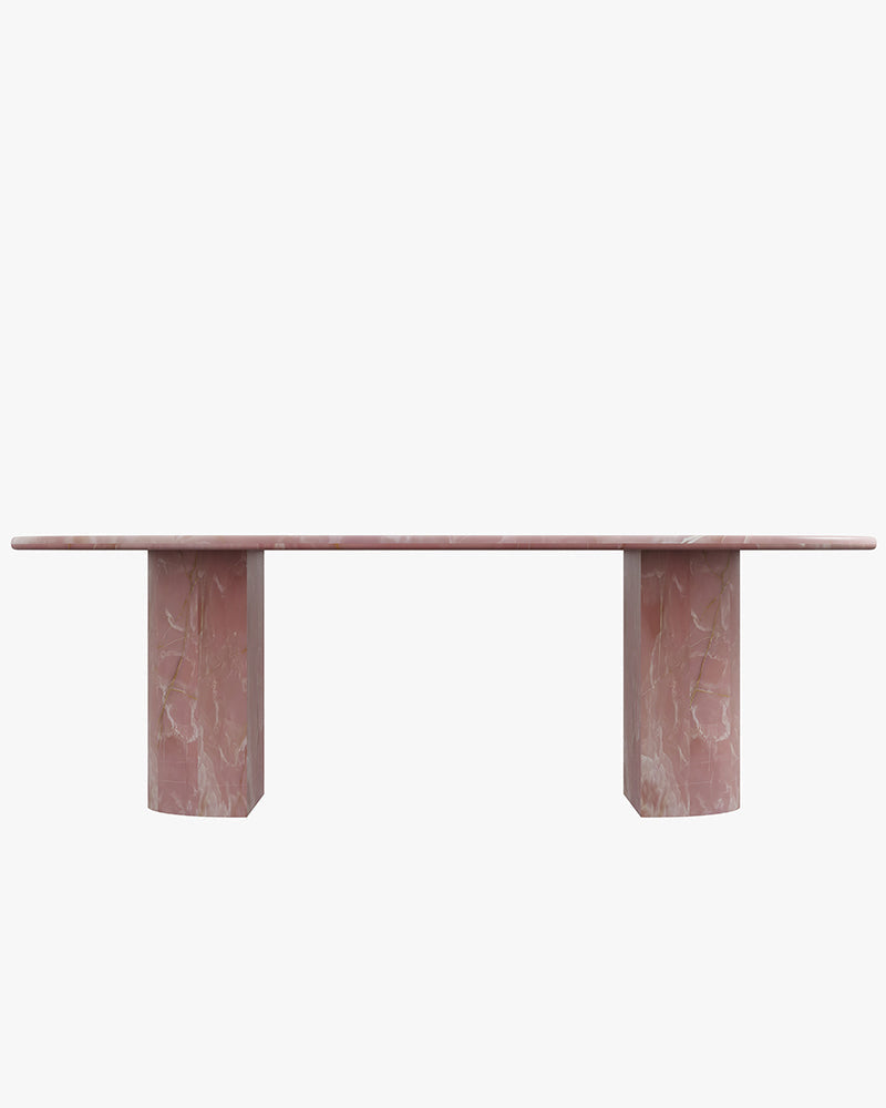 Natural Pink Onyx Dining Table - Semi-cyl Base