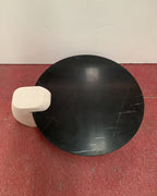 Nero Margiua Marble Coffee Table-White Travertine Block Base