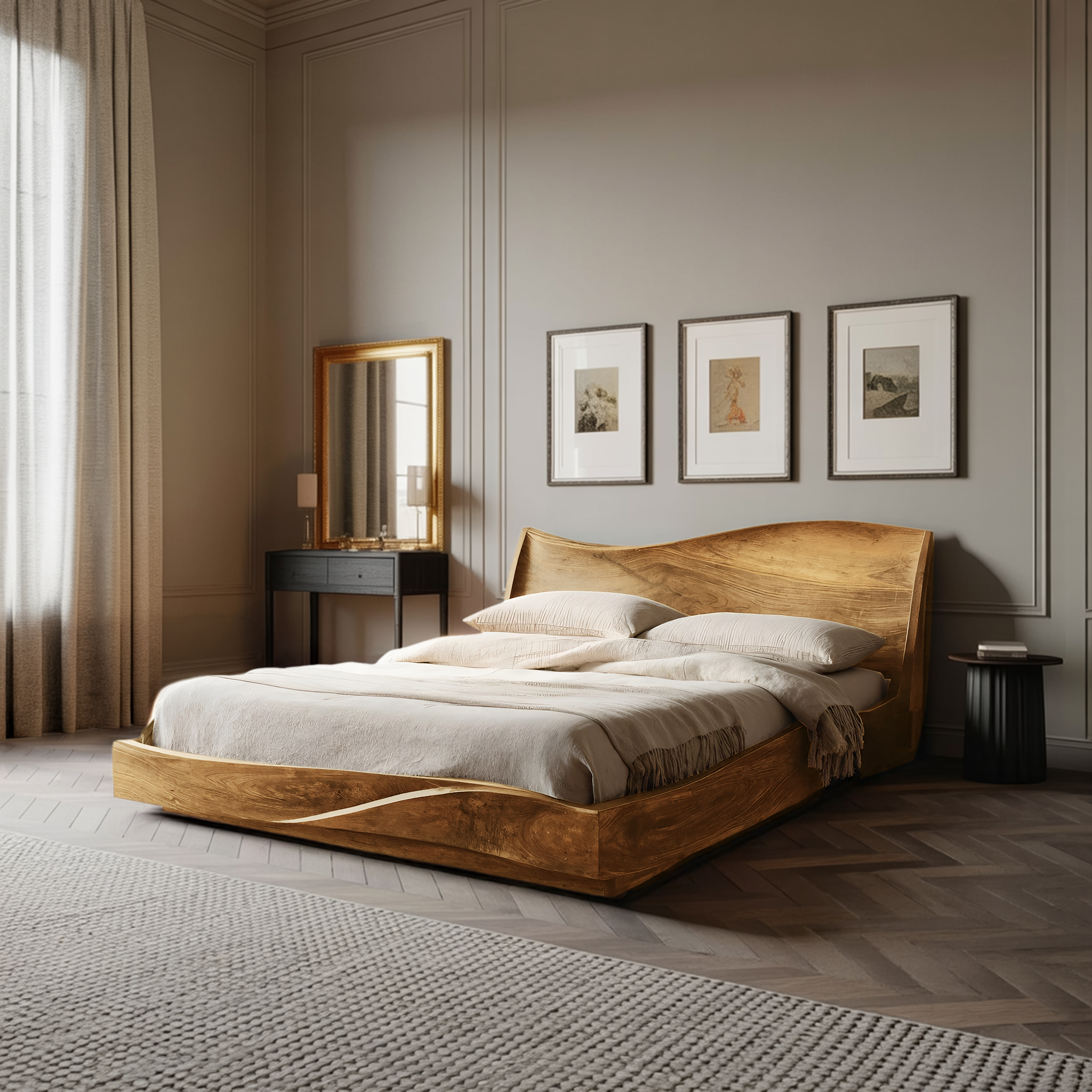 Modern Handcrafted Bed Frame For Bedroom Interiors